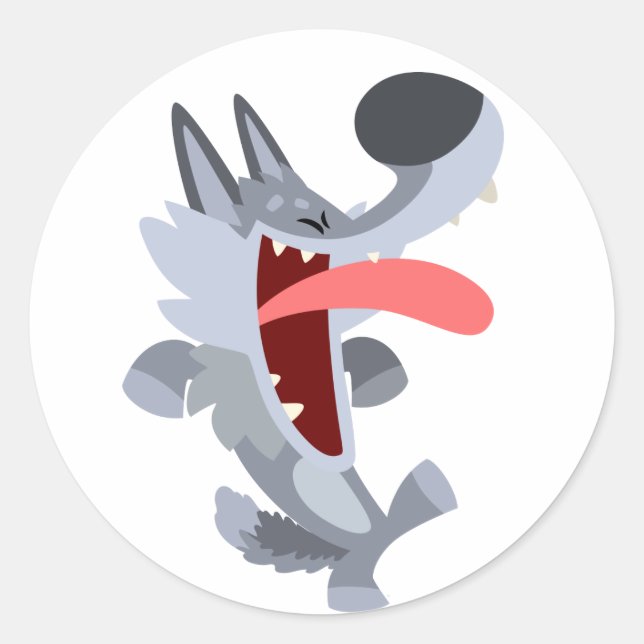 Cute Dancing Cartoon Wolf Sticker (Front)