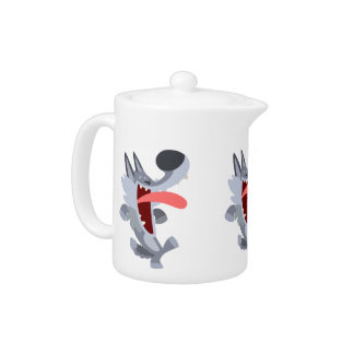 Cute Dancing Cartoon Wolf Teapot
