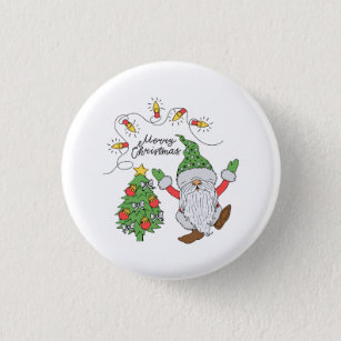 Cute Dancing Christmas Gnome Tree Lights  Button