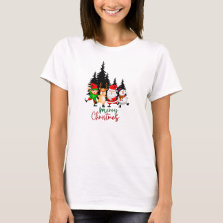 Cute Dancing Christmas Squad with Santa, Reindeer T-Shirt