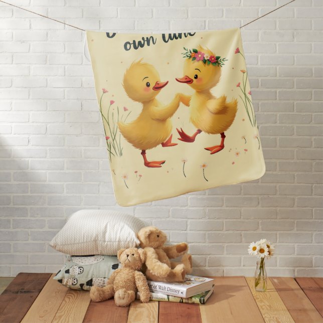 Cute Dancing Ducklings with Floral Spring Vibes Baby Blanket (In Situ)