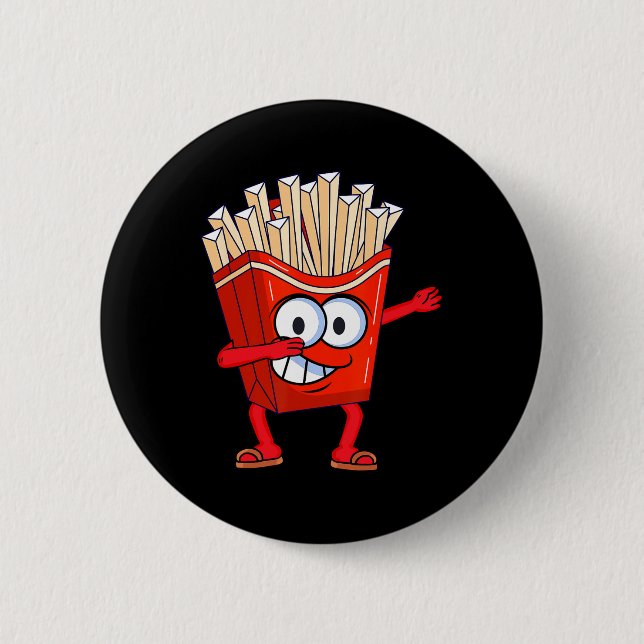 Cute Dancing French Fries Funny Dabbing French Fri Button (Front)