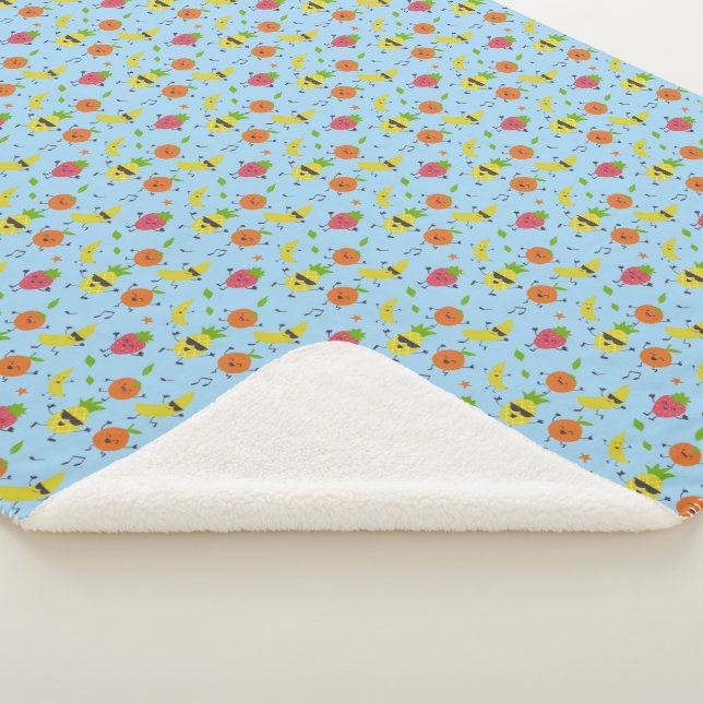 Cute Dancing Fruit Pattern Fun Kids Baby Sherpa Blanket (3/4)