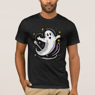 Cute Dancing Ghost Magic Broom Stars Halloween T-Shirt