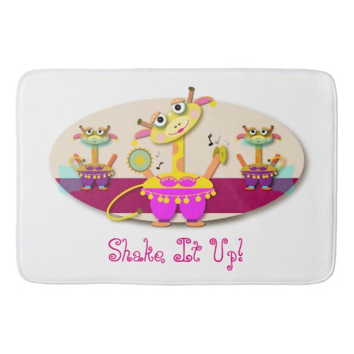 Cute Dancing Giraffes Cartoon Bath Mat