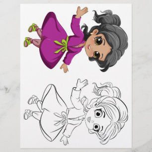 Cute dancing girl coloring page