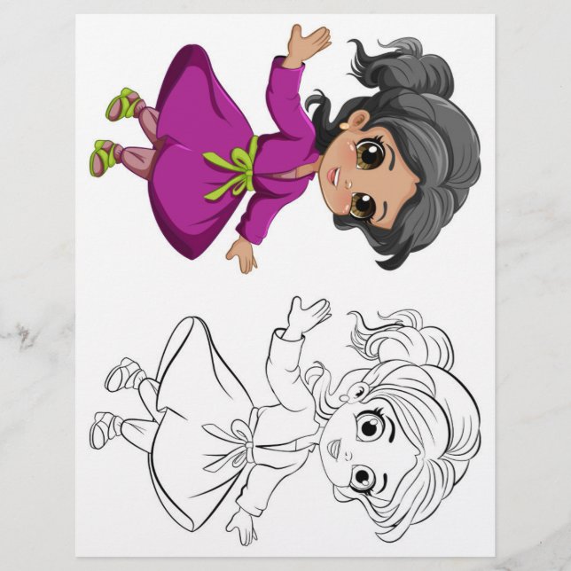 Cute dancing girl  coloring page (Front)