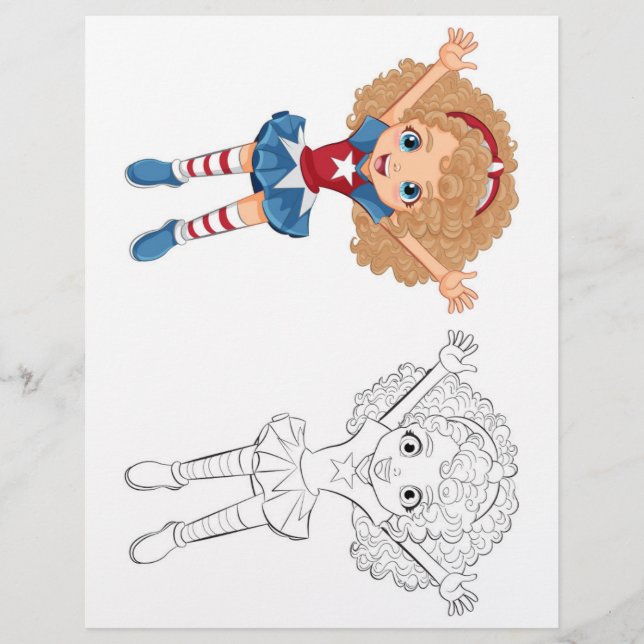 Cute dancing girl coloring page (Front)