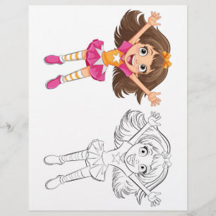 Cute dancing girl coloring page
