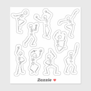 Cute Dancing Halloween Skeletons Sticker
