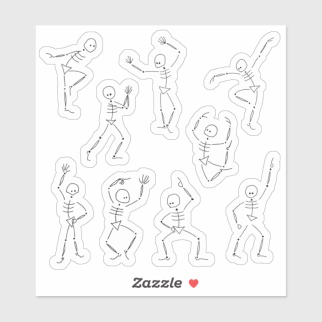 Cute Dancing Halloween Skeletons Sticker (Sheet)