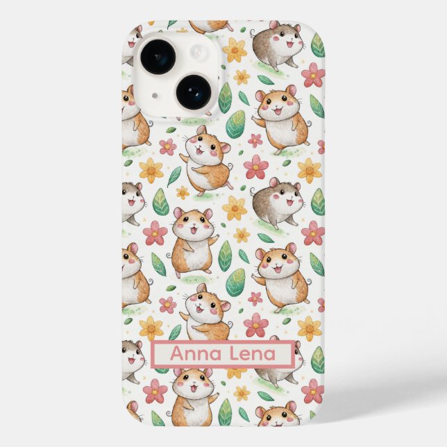 Cute dancing hamster and name iPhone / iPad case (Back)