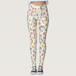 Cute dancing hamster pattern leggings
