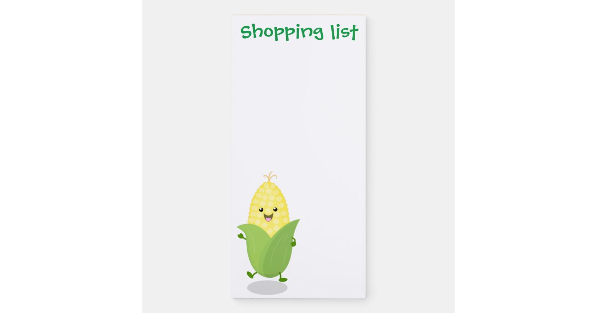 Corn Notepad Cute dancing kawaii corn cob cartoon illustration magnetic notepad | Zazzle