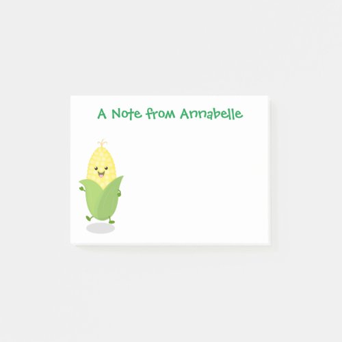 Cute dancing kawaii corn cob cartoon illustration post_it notes