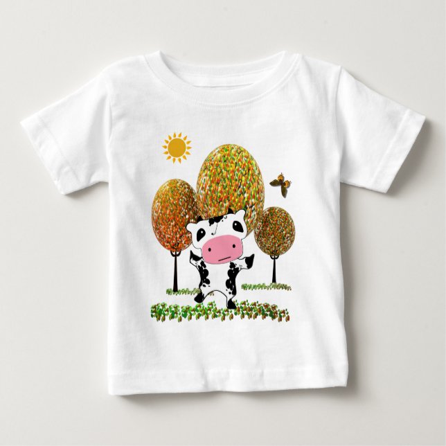 Cute Dancing Kawaii Cow in a Jelly... - Customized Baby T-Shirt (Front)
