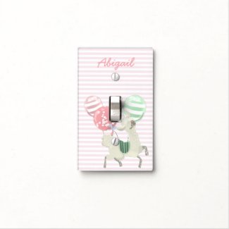 Cute Dancing Lama w. Balloons -  Kids Bedroom Trip Light Switch Cover