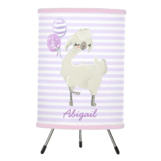 Cute Dancing Lama w. Balloons -  Kids Bedroom Trip Tripod Lamp
