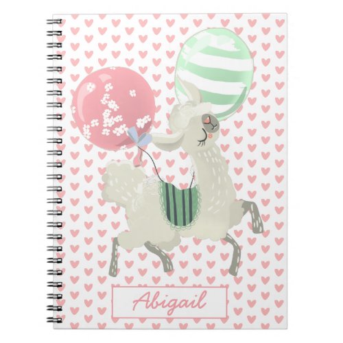 Cute Dancing Lama w Balloons _  Kids Notebook