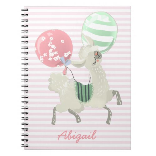 Cute Dancing Lama w Balloons _  Kids Notebook