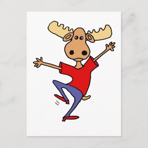 Cute Dancing Moose Cartoon Postcard