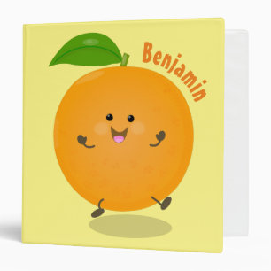 Cute dancing orange citrus fruit 3 ring binder