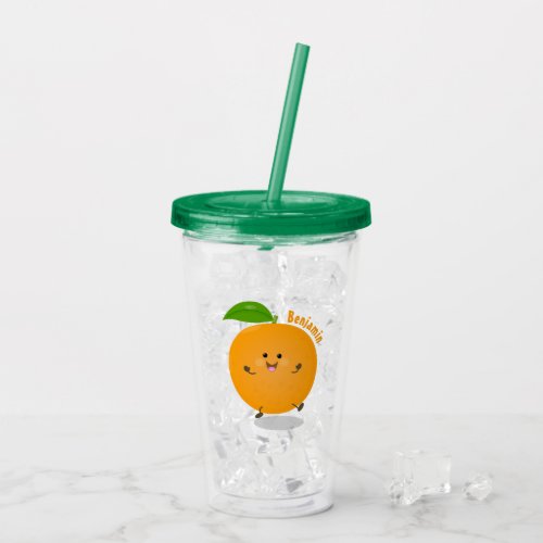 Cute dancing orange citrus fruit acrylic tumbler