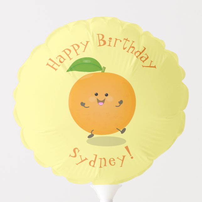 Cute dancing orange citrus fruit balloon (Front)