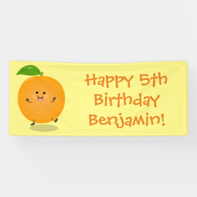 Cute dancing orange citrus fruit banner (Horizontal)