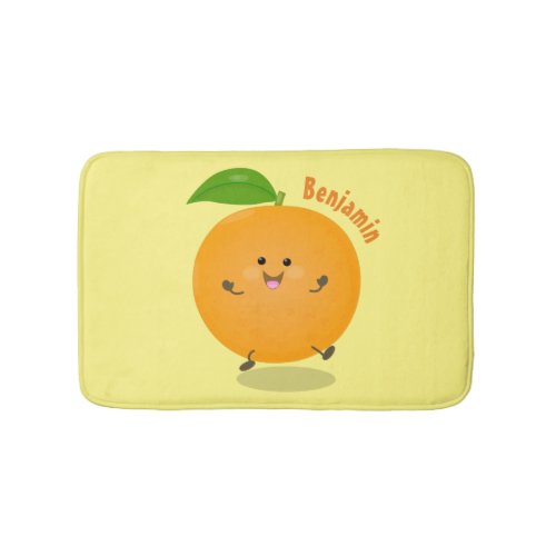 Cute dancing orange citrus fruit bath mat