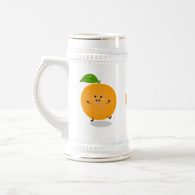 Cute dancing orange citrus fruit beer stein (Left)