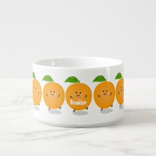 Cute dancing orange citrus fruit bowl