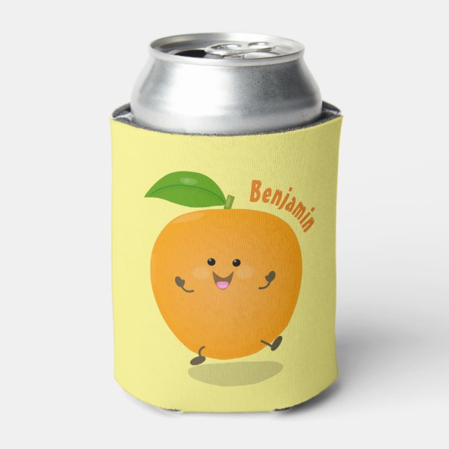 Cute dancing orange citrus fruit can cooler (Can Front)