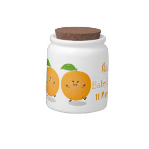 Cute dancing orange citrus fruit candy jar