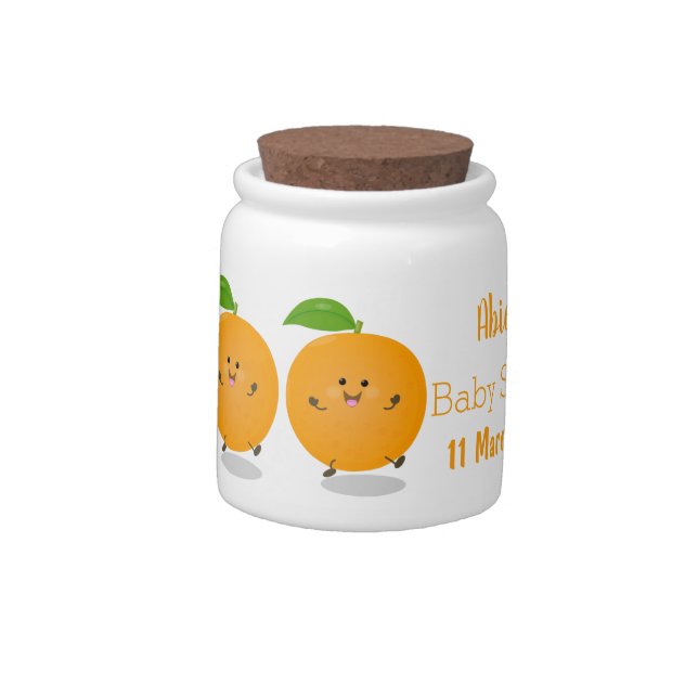 Cute dancing orange citrus fruit candy jar (Left)