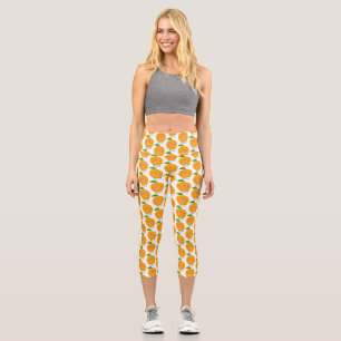 Cute dancing orange citrus fruit capri leggings