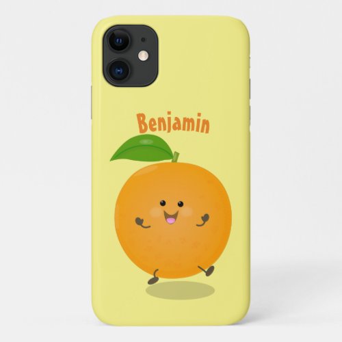 Cute dancing orange citrus fruit iPhone 11 case