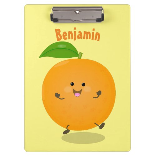Cute dancing orange citrus fruit clipboard