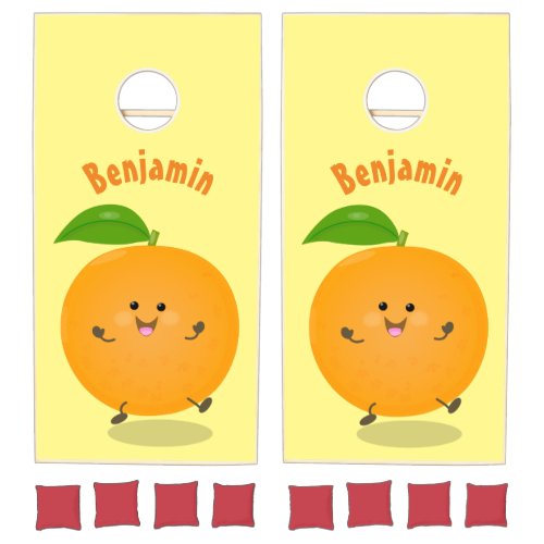 Cute dancing orange citrus fruit cornhole set