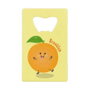 Cute dancing orange citrus fruit credit card bottle opener
