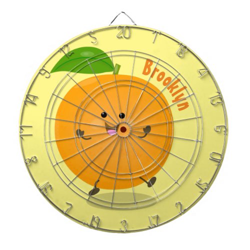 Cute dancing orange citrus fruit dart board