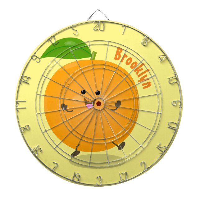 Cute dancing orange citrus fruit dart board (Front)