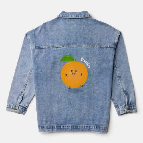 Cute dancing orange citrus fruit denim jacket