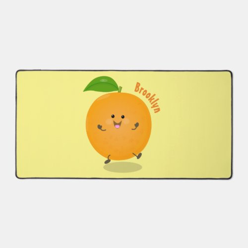 Cute dancing orange citrus fruit desk mat