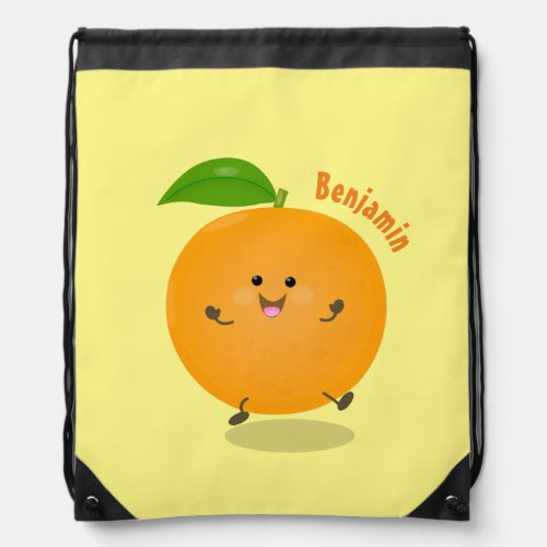 Cute dancing orange citrus fruit drawstring bag