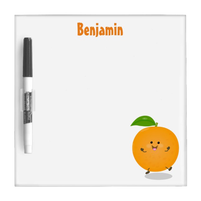 Cute dancing orange citrus fruit dry erase board (Front)
