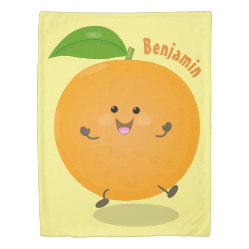 Cute dancing orange citrus fruit duvet cover