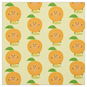 Cute dancing orange citrus fruit fabric