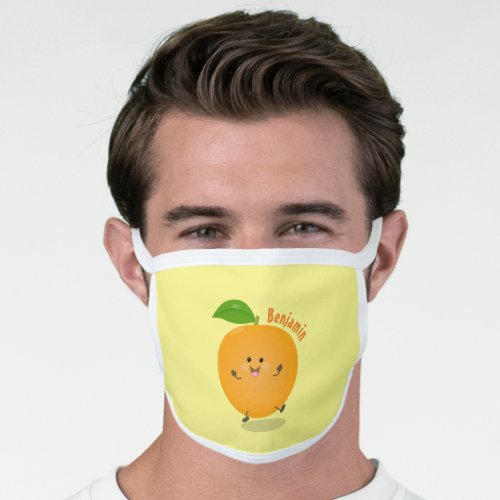 Cute dancing orange citrus fruit face mask