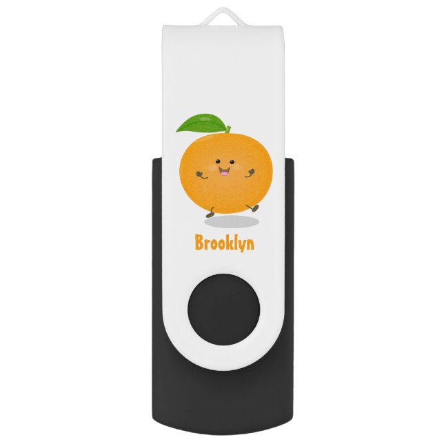 Cute dancing orange citrus fruit flash drive (Front Vertical)